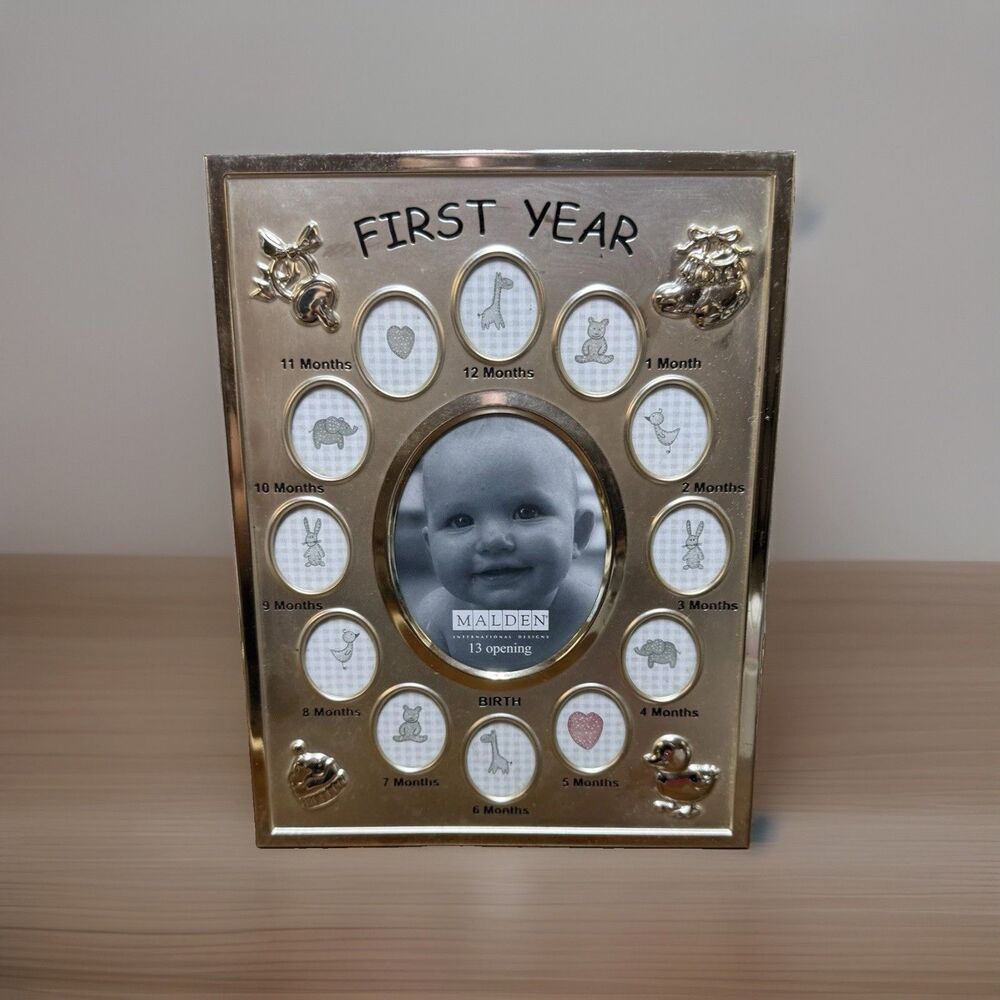 Baby First Year Silver Picture Frame Malden 8 x 10 New 13 Opening Keepsake